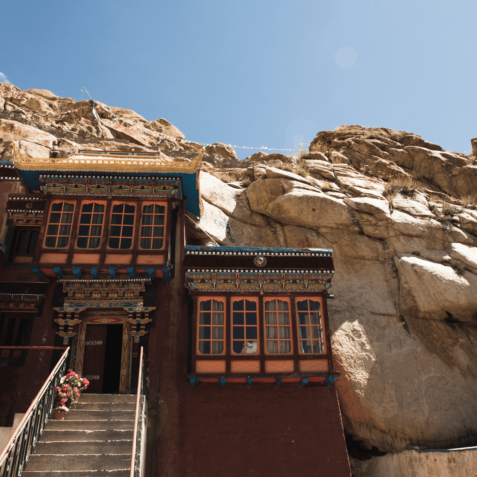 Monastery built into a rocky hillside
